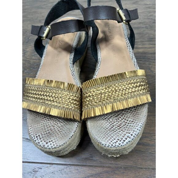 CHINESE LAUNDRY Ziba Platform Sandals Bronze Reptile Print Size 8.5 EUC - Picture 5 of 8
